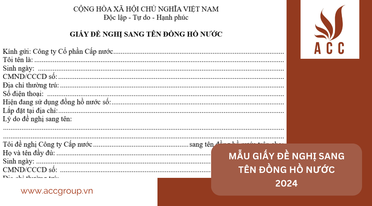 Mẫu giấy đề nghị sang tên đồng hồ nước 2024