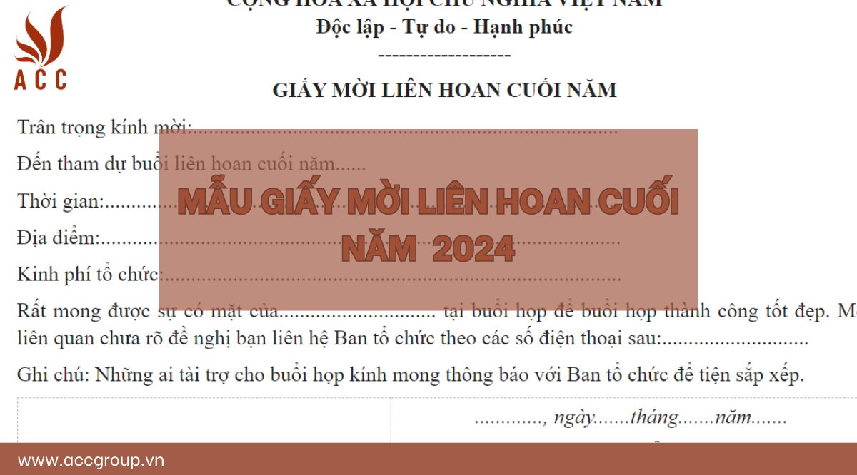 Mẫu giấy mời liên hoan cuối năm  2024