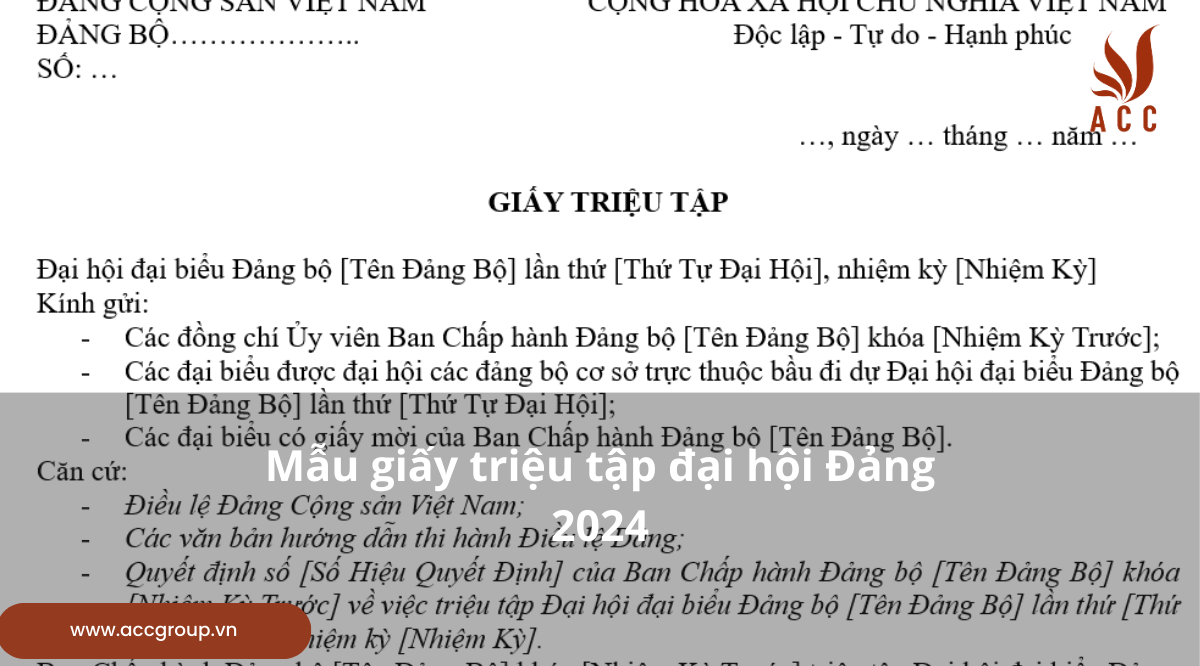 Mẫu giấy triệu tập đại hội Đảng 2024