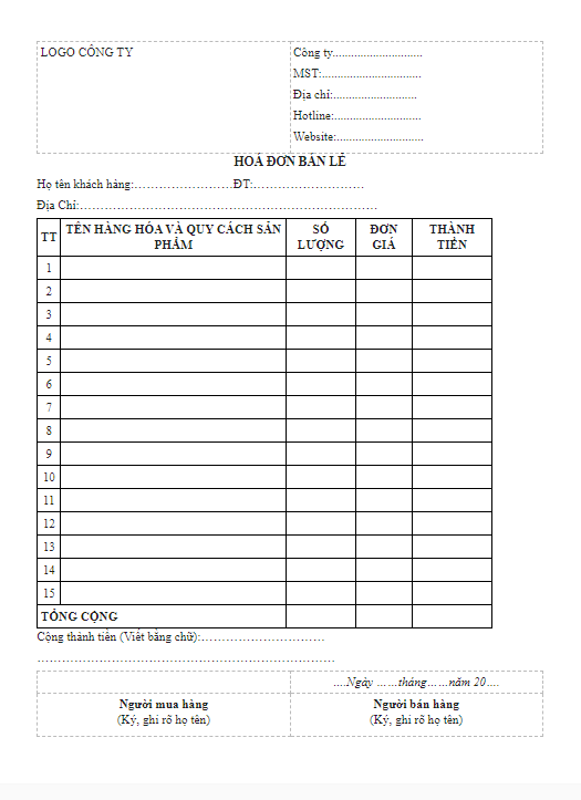 Hóa đơn bán lẻ