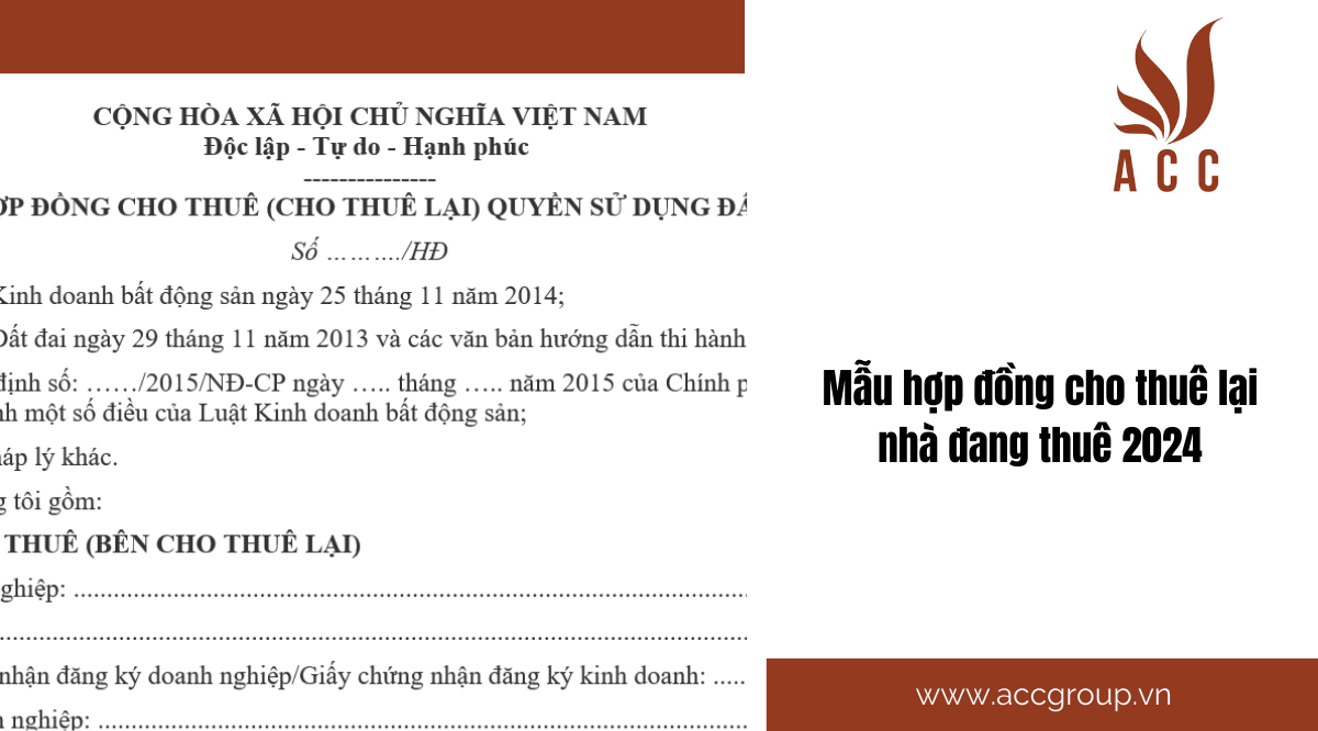 Mẫu hợp đồng cho thuê lại nhà đang thuê 2024