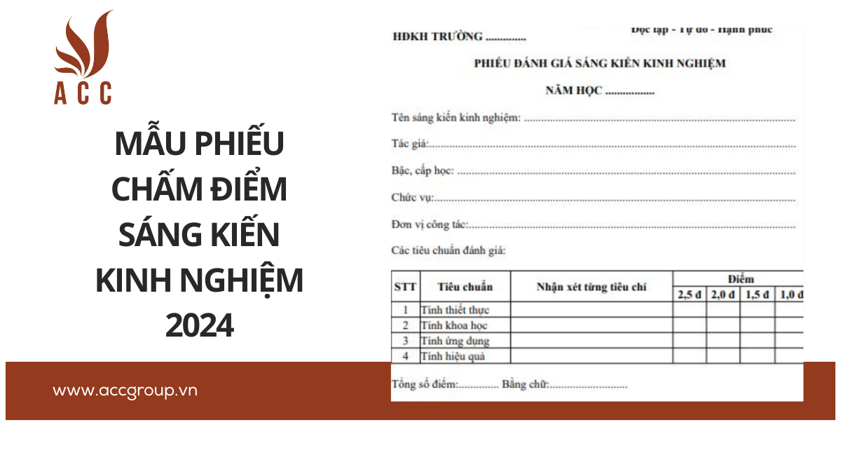 Mẫu phiếu chấm điểm sáng kiến kinh nghiệm 2024