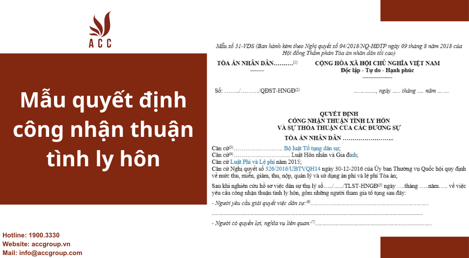 Mẫu quyết định công nhận thuận tình ly hôn