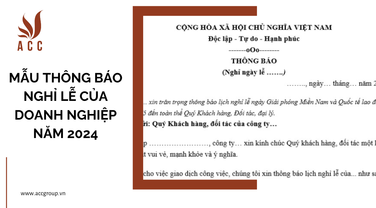 Mẫu thông báo nghỉ lễ của doanh nghiệp năm 2024