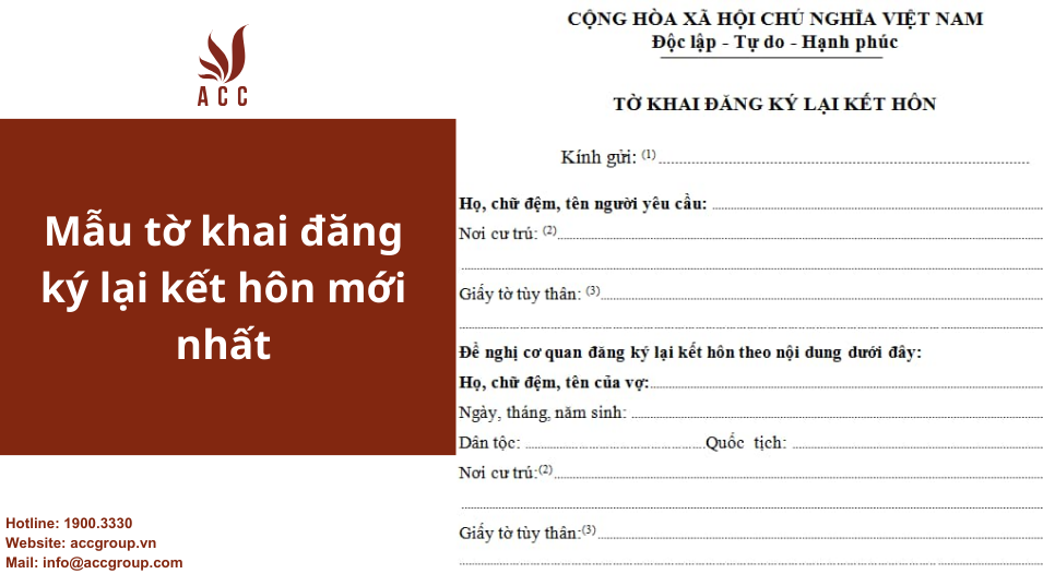 Mẫu tờ khai đăng ký lại kết hôn mới nhất
