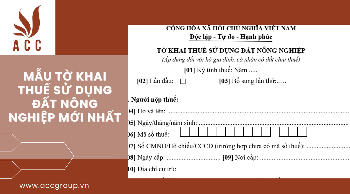 Mẫu Tờ khai thuế sử dụng đất nông nghiệp mới nhất