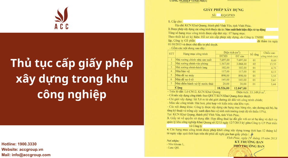 Thủ tục cấp giấy phép xây dựng trong khu công nghiệp