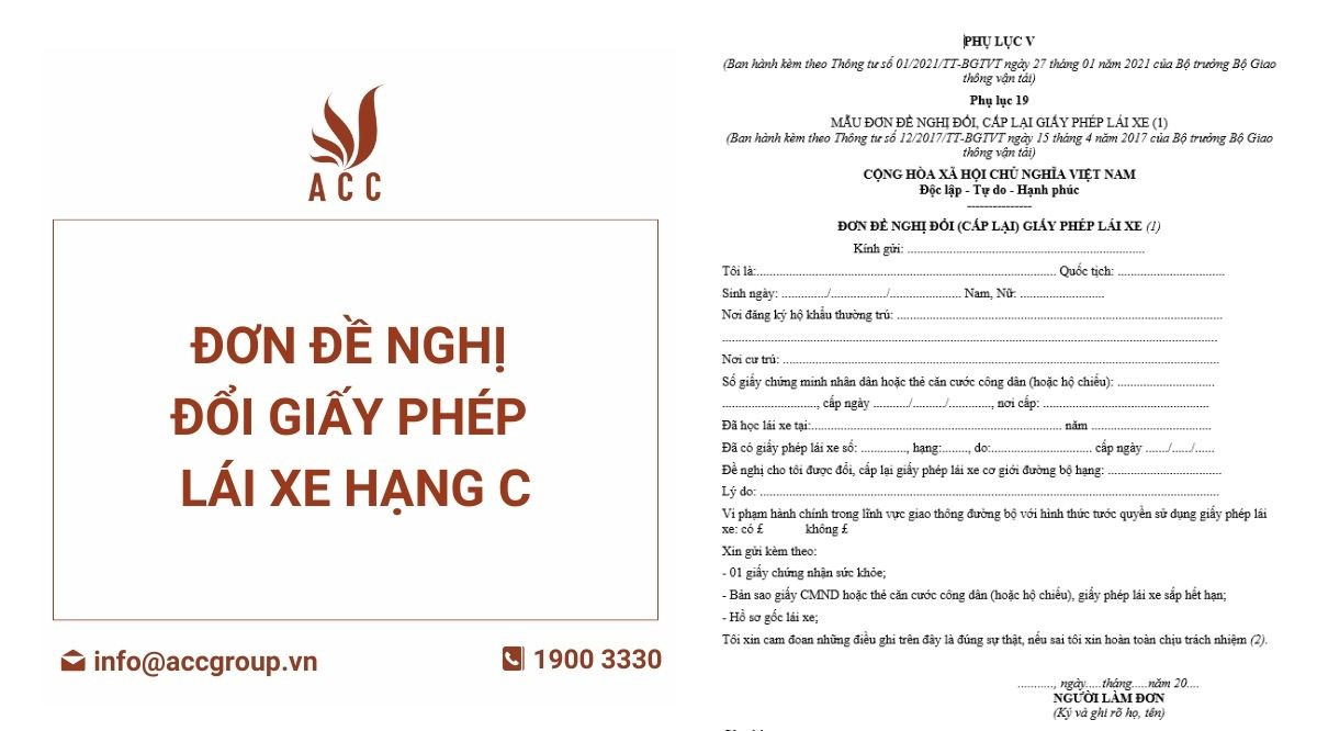 đơn đề nghị đổi giấy phép lái xe hạng C