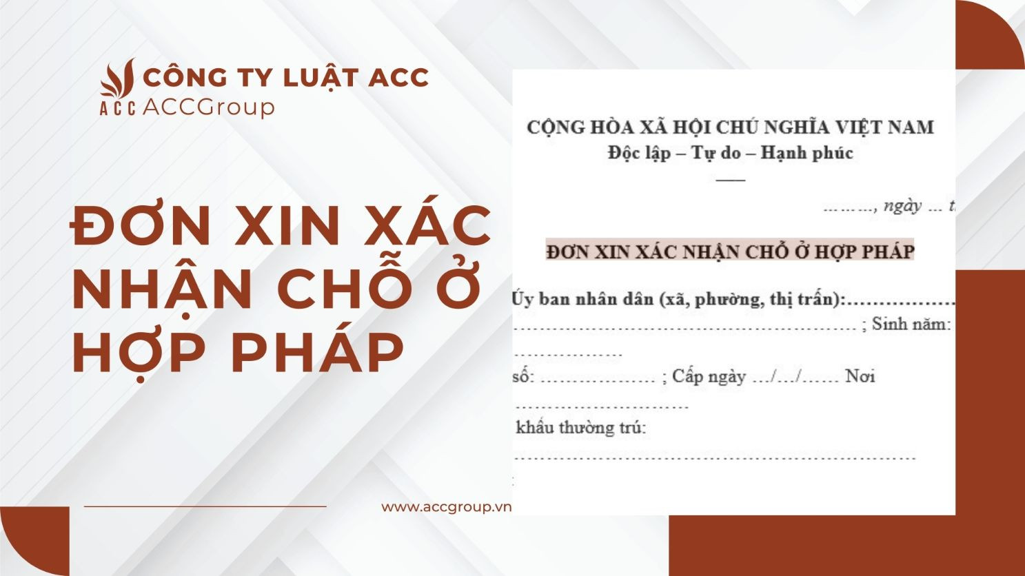 Đơn xin xác nhận chỗ ở hợp pháp