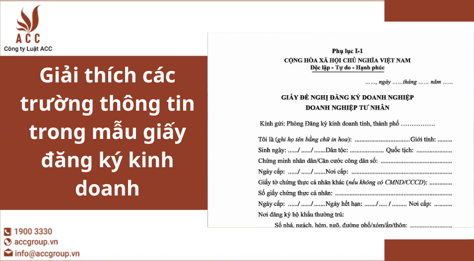 Giải thích các trường thông tin trong mẫu giấy đăng ký kinh doanh