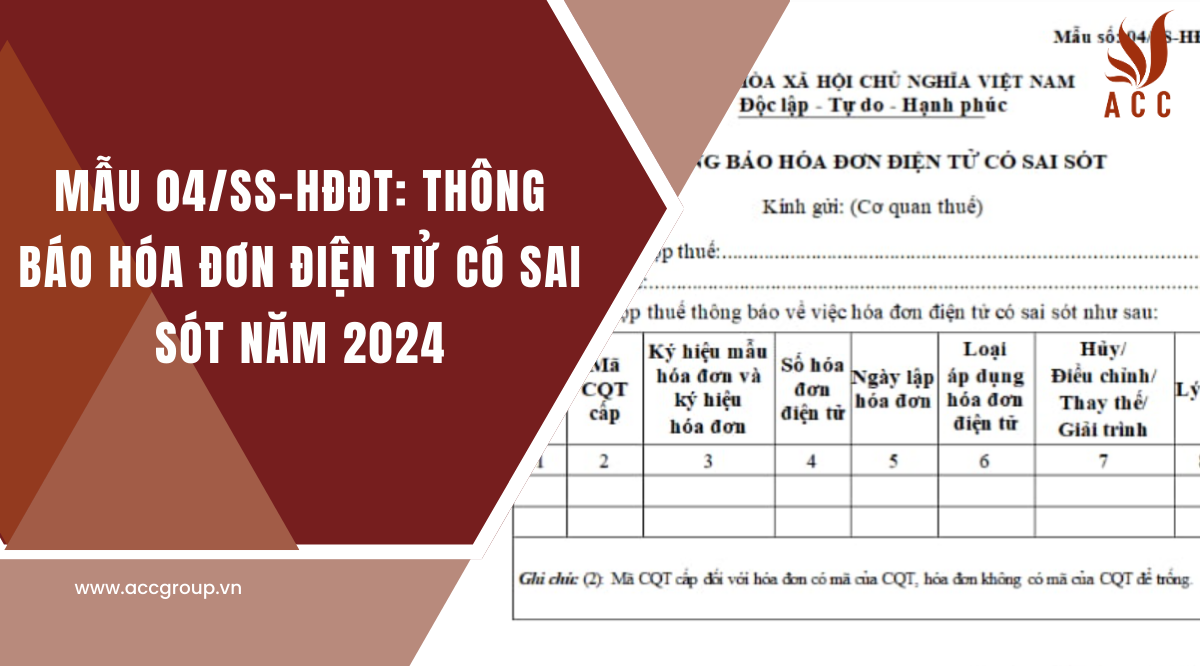 Mẫu 04/SS-HĐĐT: Thông báo hóa đơn điện tử có sai sót năm 2024