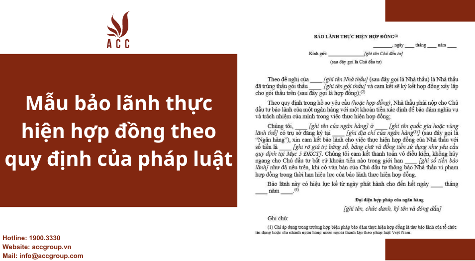 Mẫu bảo lãnh thực hiện hợp đồng theo quy định của pháp luật