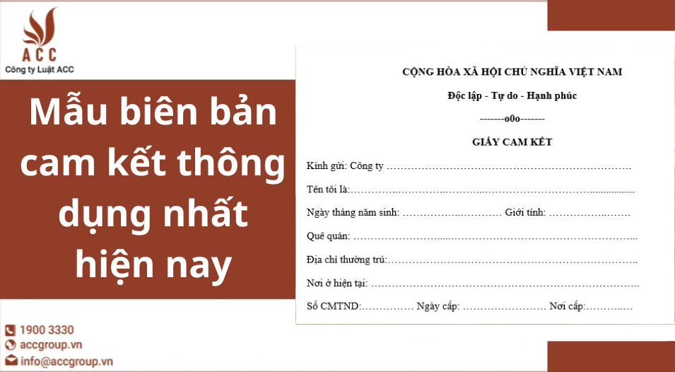 Mẫu biên bản cam kết thông dụng nhất hiện nay