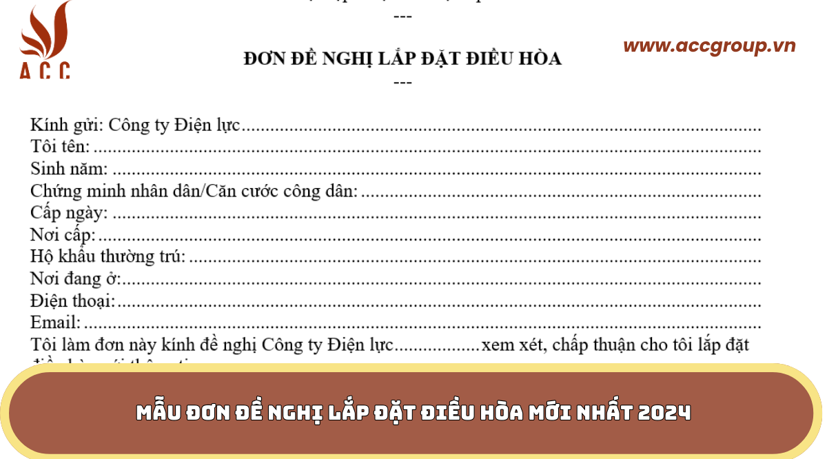 Mẫu đơn đề nghị lắp đặt điều hòa mới nhất 2024