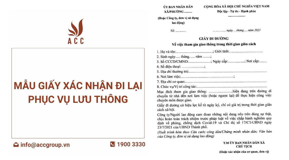 Mẫu Giấy xác nhận đi lại phục vụ lưu thông