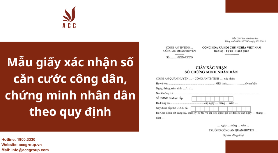 Mẫu giấy xác nhận số căn cước công dân, chứng minh nhân dân theo quy định