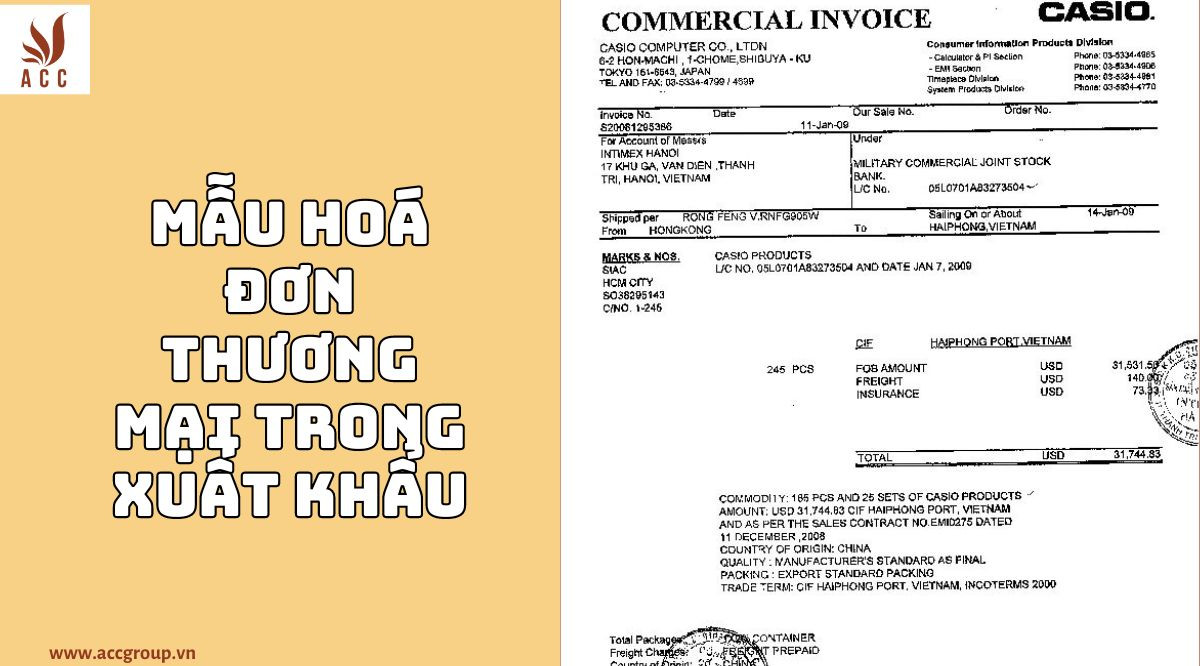 Mẫu hoá đơn thương mại trong xuất khẩu (Hình ảnh minh hoạ)