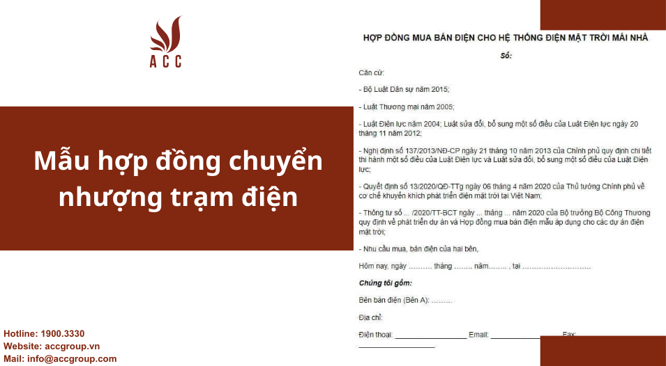 Mẫu hợp đồng chuyển nhượng trạm điện
