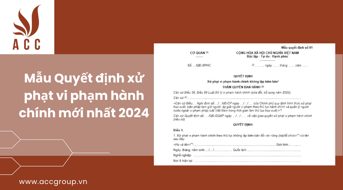 Mẫu Quyết định xử phạt vi phạm hành chính mới nhất 2024