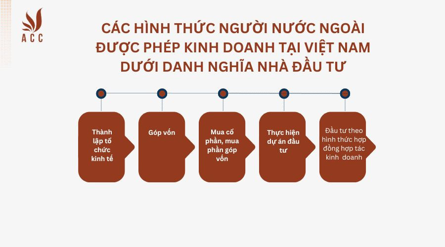 Các hình thức người nước ngoài được phép kinh doanh tại Việt Nam dưới danh nghĩa nhà đầu tư