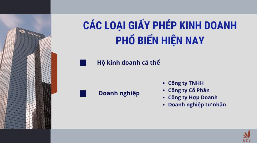 Các loại giấy phép kinh doanh phổ biến hiện nay