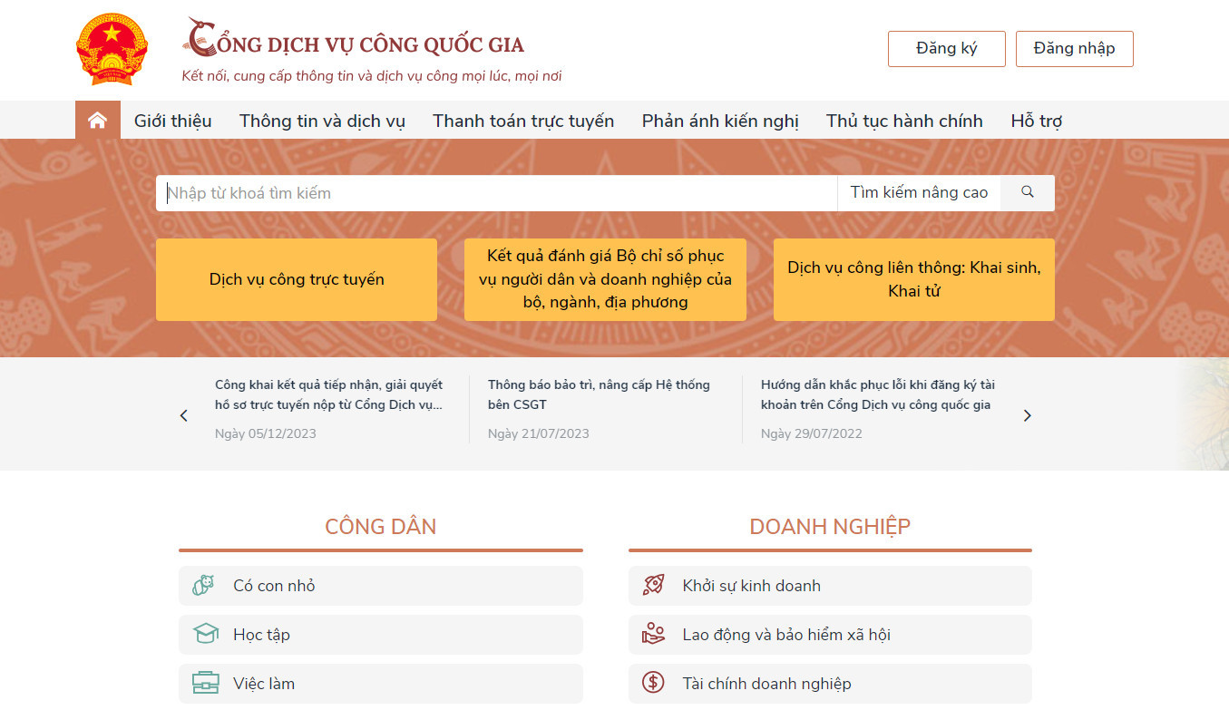 Công dịch vụ công quốc gia