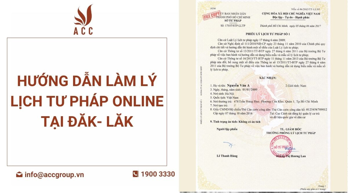 Hướng dẫn làm lý lịch tư pháp online tại Đăk- Lăk