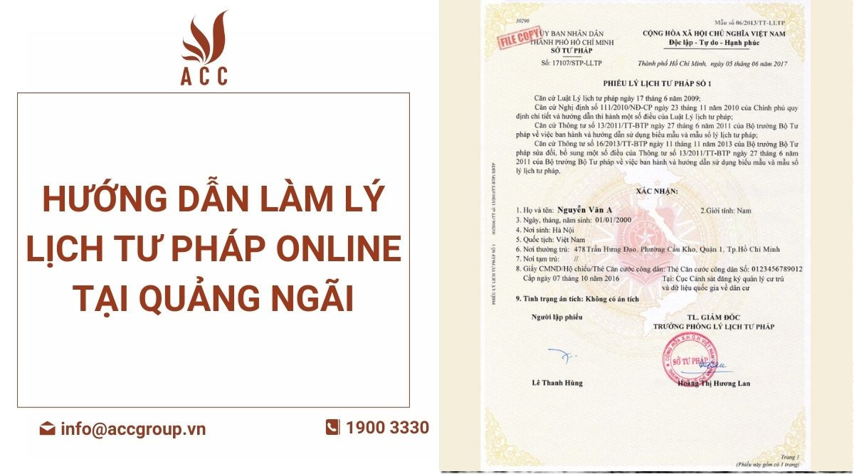 Hướng dẫn làm lý lịch tư pháp online tại Quảng Ngãi