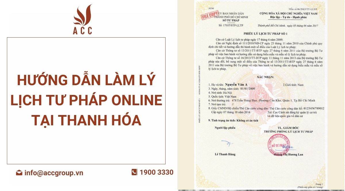 Hướng dẫn làm lý lịch tư pháp online tại Thanh Hóa