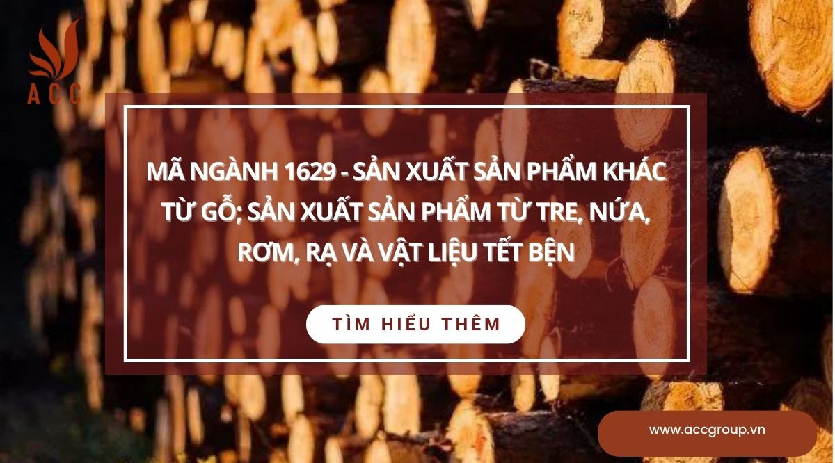 Mã ngành 1629 - Sản xuất sản phẩm khác từ gỗ; sản xuất sản phẩm từ tre, nứa, rơm, rạ và vật liệu tết bện