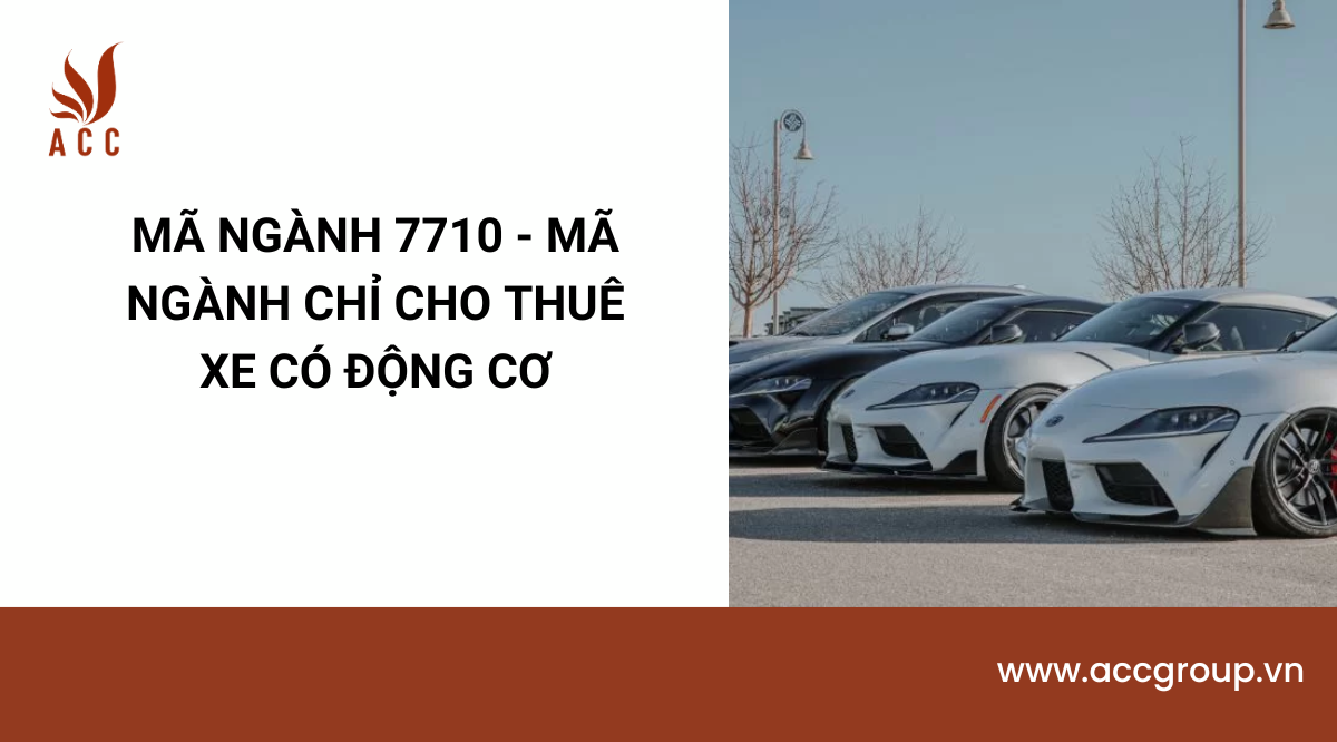 Mã ngành 7710 - Mã ngành chỉ cho thuê xe có động cơ