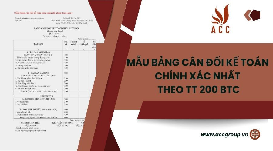 MẪU BẢNG CÂN ĐỐI KẾ TOÁN  CHÍNH XÁC NHẤT