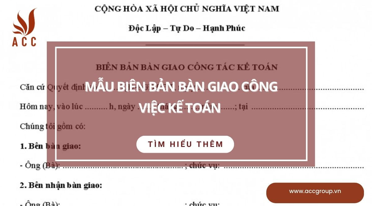 Mẫu biên bản bàn giao công việc kế toán