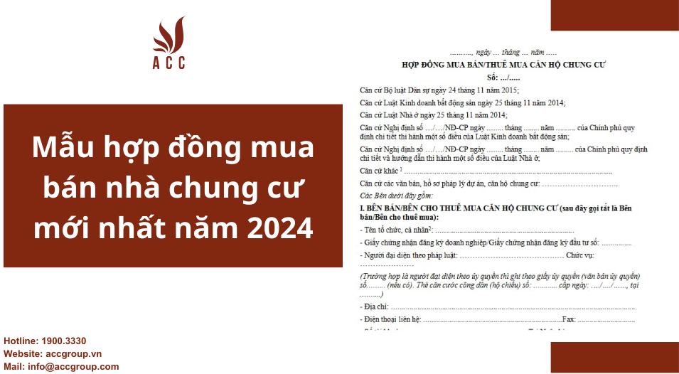 Mẫu hợp đồng mua bán nhà chung cư mới nhất năm 2024