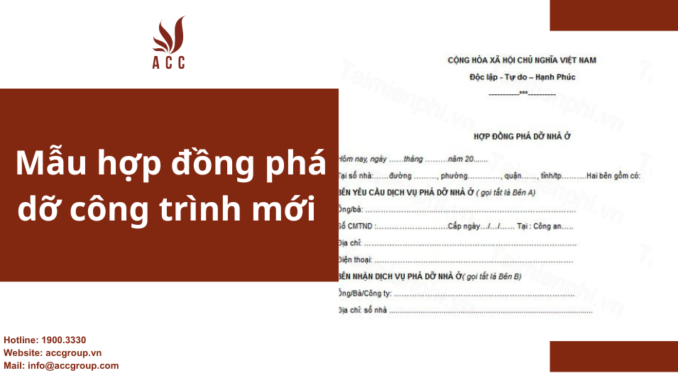 Mẫu hợp đồng phá dỡ công trình mới