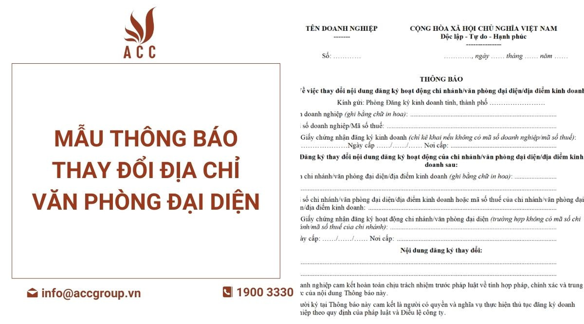 thông báo thay đổi địa chỉ văn phòng đại diện