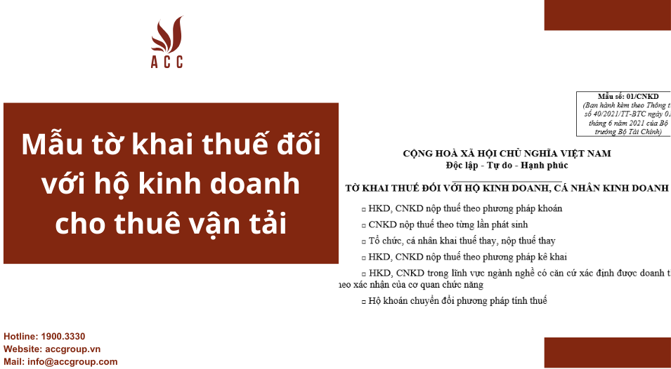 Mẫu tờ khai thuế đối với hộ kinh doanh cho thuê vận tải