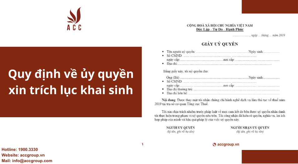 Quy định về ủy quyền xin trích lục khai sinh 