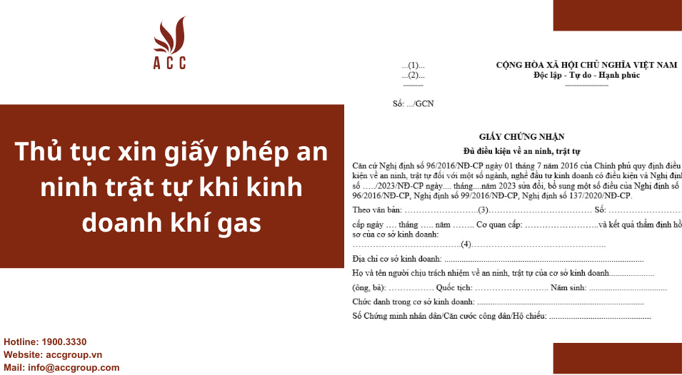 Thủ tục xin giấy phép an ninh trật tự khi kinh doanh khí gas