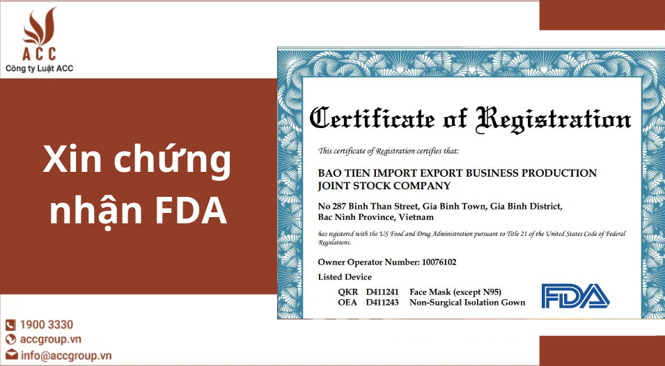 Xin chứng nhận FDA