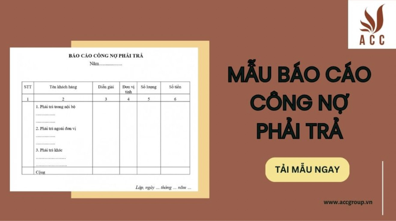 Mẫu báo cáo công nợ phải trả theo quy định