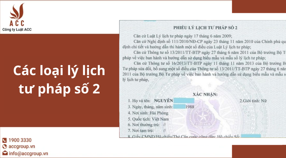 Các loại lý lịch tư pháp số 2