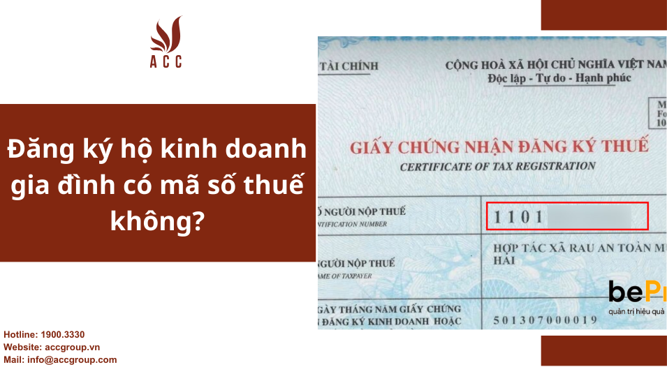 Đăng ký hộ kinh doanh gia đình có mã số thuế không