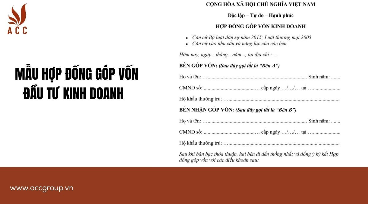 Mẫu Hợp đồng góp vốn đầu tư kinh doanh