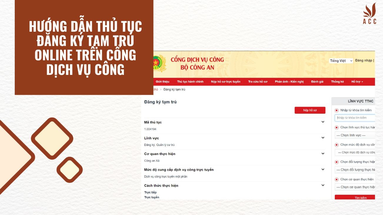 Hướng dẫn thủ tục đăng ký tạm trú online trên cổng dịch vụ công