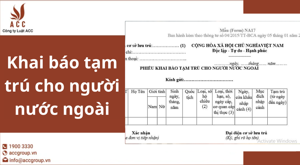 Khai báo tạm trú cho người nước ngoài