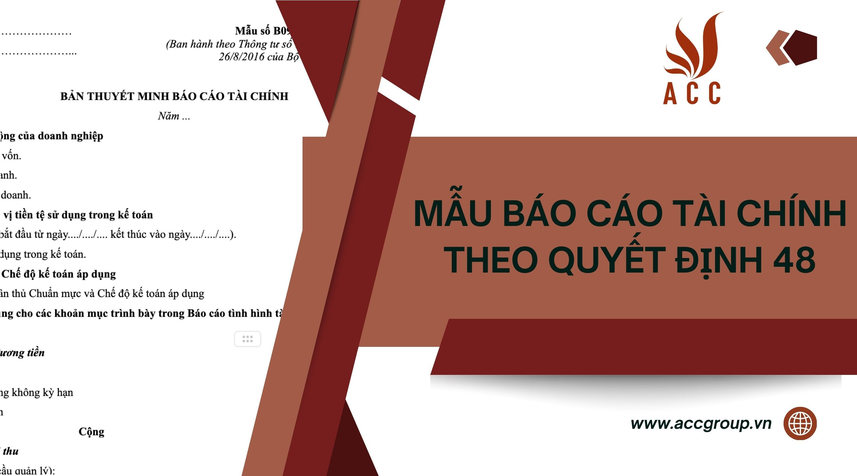 Mẫu báo cáo tài chính theo quyết định 48