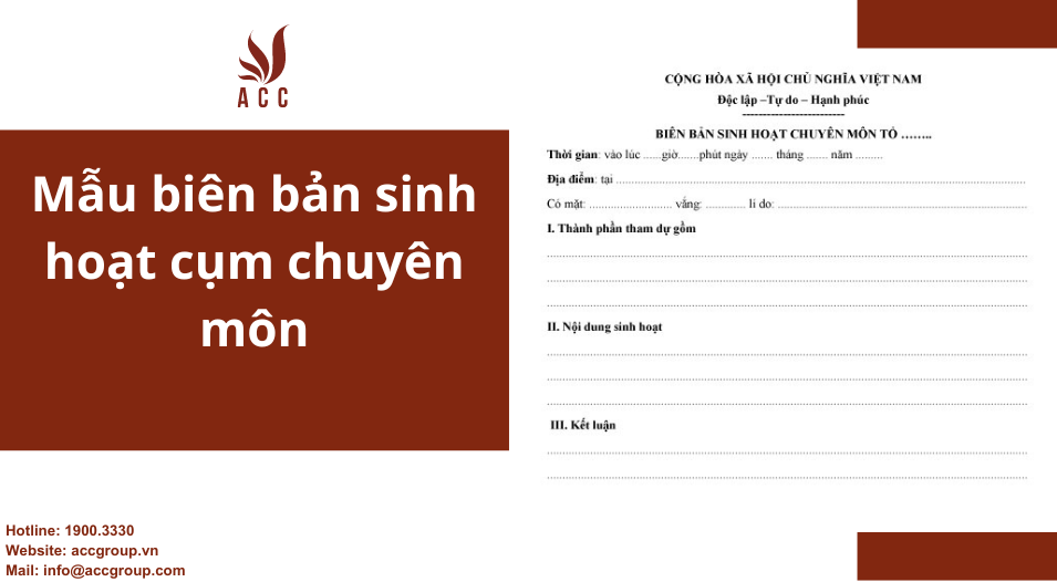 Mẫu Biên bản sinh hoạt chuyên môn cụm