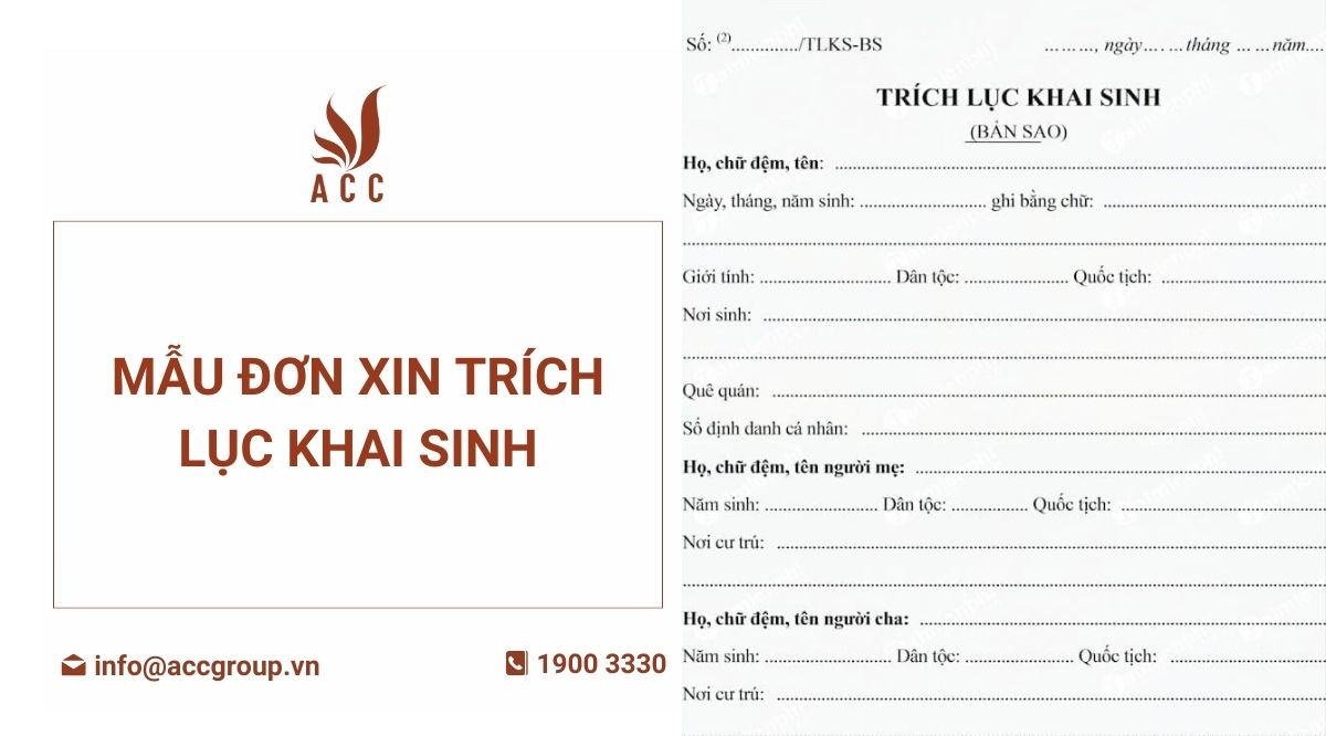 Mẫu đơn xin trích lục khai sinh