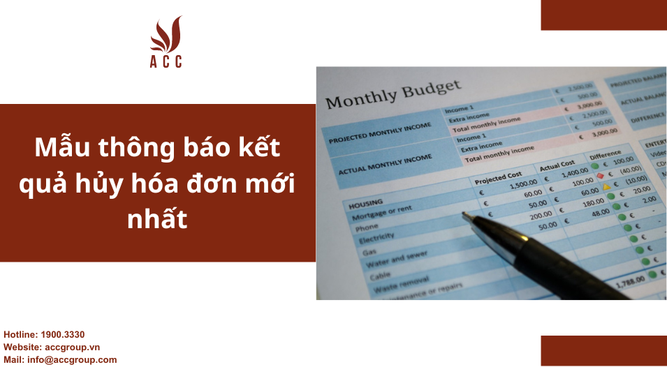 Mẫu thông báo kết quả hủy hóa đơn mới nhất